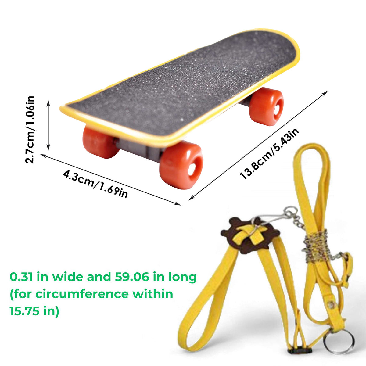 Adjustable Turtle Harness and Mini Skateboard Set