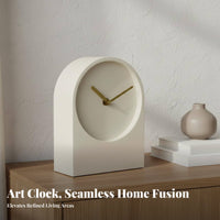 Nordic Style Desk Clock Retro Influenced Minimalist Arch Clock Decorative Piece Decor for Bedroom, Living Room, Office