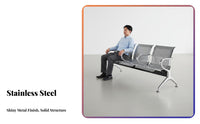 3 Seater Waiting Bench Easy to Clean Airport Reception Seating Stable Hospital Waiting Room Bench for Patients, Facility Managers, Bank, Office, Salon