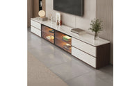 TV Cabinet with Glass Door Modern Media Console Stone-TV Stand for Living Room, Apartment