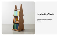 Nordic aesthetic Rotating bookshelf Tower Floor-Standing Rotating Book Tower 360-Degree Rotation bookshelf Multitier Design for Children, Families, kid's Room, Playroom, Small Spaces, Home Office