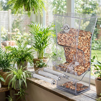 Automatic Bird Feeder and Parrot Feeder with Double Rod Perch, PC Material Parakeet Feeder and Cockatiel Feeder, Bird Cage Accessories Hanging