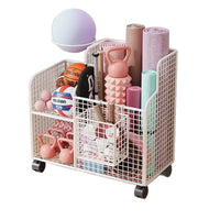 Yoga Mat Storage Basket with Wheels for Fitness Equipment