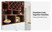 Versatile Design Sideboard with Wine Rack Sturdy and Long-Lasting Modern Bar Cabinet Thickened Board Wine Rack Cabinet for Home Entertainers, Homeowners, Adults, Entryway, Kitchen, Parties
