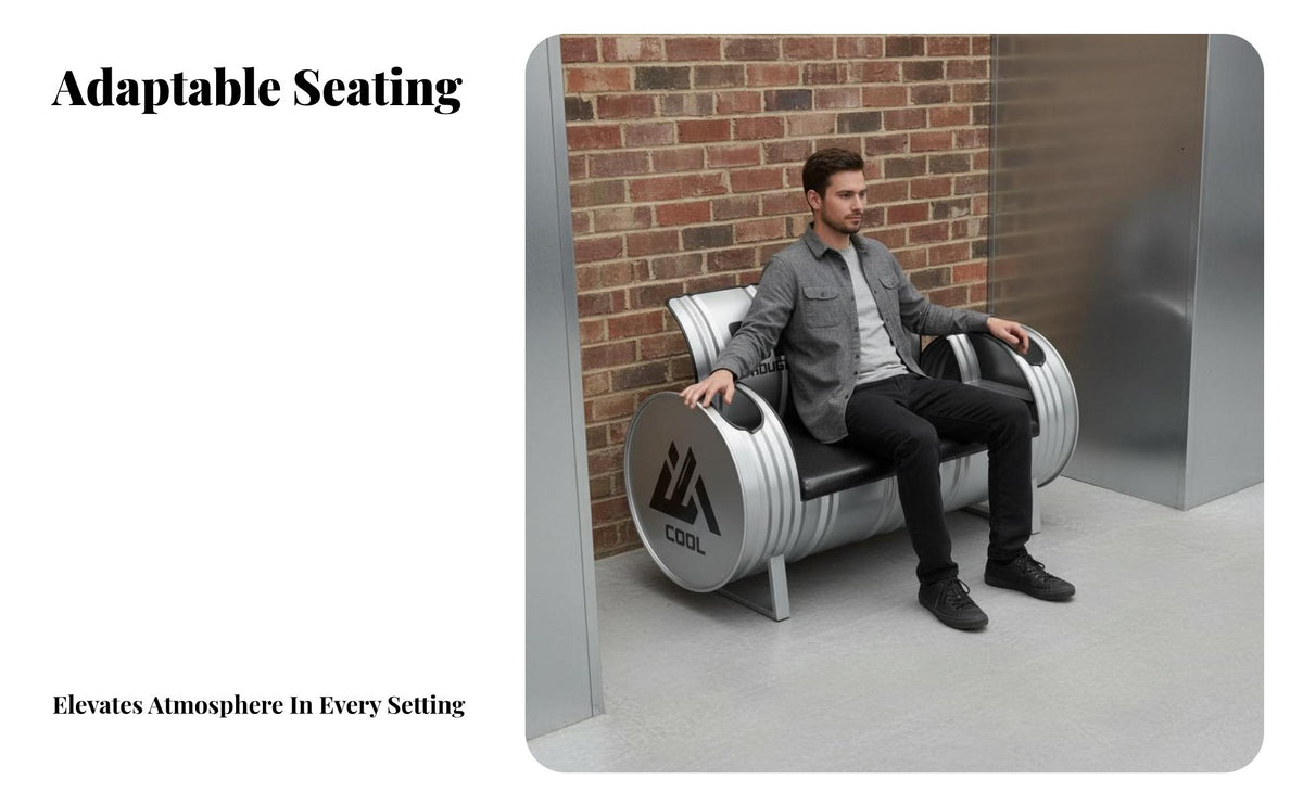 Creative Design Oil Drum Furniture Set Hand-Welded Industrial Aesthetic Seating Comfortable Cushion for Bar Owners, Interior Designers, Pubs, Lounge Areas, Restaurants, Cafes