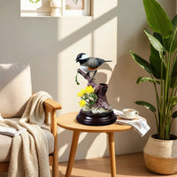 Exquisite Animated Bird Ornament Interactive Bird Statue with Base Motion-Activated Animal Statue Tabletop for Collectors, Desk, Shelf