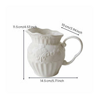 White Ceramic Pitcher Vase Wabi-Sabi Aesthetic Decorative Flower Vase Minimalist