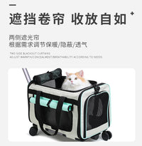 Foldable Breathable Cat Carrier Bag with Trolley for Travel and Car Use
