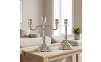 Candle Holder with Embossed Base Classic Home Decor Formal for Mantel, Weddings