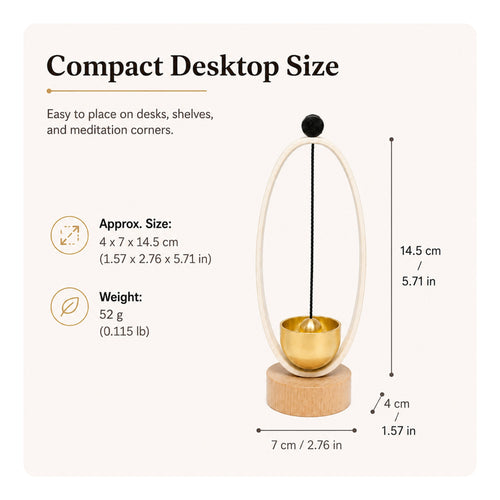 Meditation Bell Ornament Minimalist Desktop Bell Ornament Cream and Gold