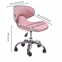 Padded Technician Chair with Wheels Low Back Support Rolling Salon Chair Silver Metal Base Ergonomic Vanity Stool for Nail Technicians, Artists