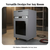 1 Piece Audio Rack Cabinet MDF Equipment Stand Heavy Duty Lockable Door Rolling Caster Wheels Adjustable Shelves Ventilated Panels Suitable for Artists KTV Studio Conference Room