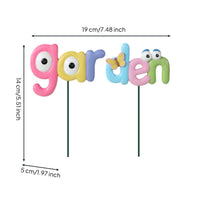 Decorative Sign 2-Piece Set Colorful Garden Stake Indoor Outdoor Use Cartoon Garden Letter Sign for Flower Pot, Patio
