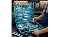 82 Pieces All in One Automotive Tool Kit Chrome-Finish Car Repair Tool Set Portable Socket Set with Ratchet Long-Lasting for Motorcyclists
