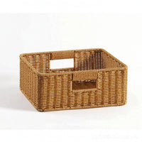 Plastic Weave Storage Basket Open-Top Woven Organizer Bin Low-Profile for Drawer