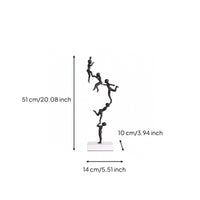 Acrobats Figure Matte Black Human-Figure Composition Minimalist Sculpture with Marble Base for Living Room, Tv Cabinet, Bookshelf