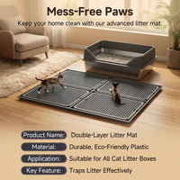 Large Cat Litter Mat with Grooved Surface, Single-Layer Anti-Litter Tracking Mat for Indoor Cats, Litter Trapping Mat for Household Pet Support