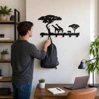 Key Holder for Wall, Matte Black Key Hooks, Heavy Duty Iron Key Rack with 6 Hooks, Decorative Wall Mounted Key Organiser for Small Flats