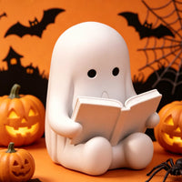 Halloween Cute Ghost Statue Reading Book