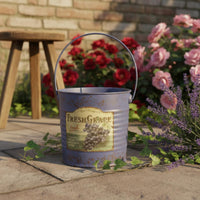 Iron Blossom Pail Decorative Print Rustic Floral Bucket Indoor Outdoor Use Vintage Tin Planter for Balcony