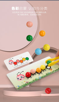 Caterpillar Bead Clamping Toy Color Focus Training Parent-Child Interactive Educational Early Learning Board Game for Boys and Girls