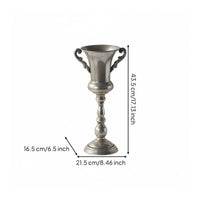 Ornate Pedestal Flower Vase Vintage Look Pedestal Vase Metal Finish for Garden