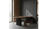 Minimalist Dining Table with Ribbed Base Wood Grain Half-Oval Dining Table Compact Furniture Sturdy for Kitchen
