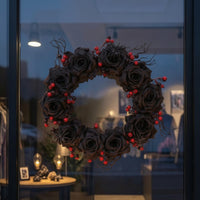 Wreath with Spiders Black Wreath with Red Berries Outdoor for Party