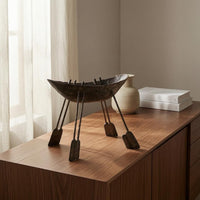 Boat-Shaped Sculpture Textured Metal Tabletop Ornament Modern