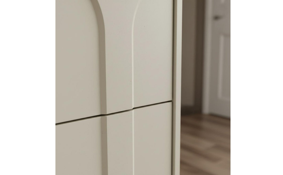 Space Saving Slim Shoe Cabinet Cream Design Flip Drawer Shoe Cabinet Large Capacity Sturdy Construction for Small Areas, Hallway, Apartment