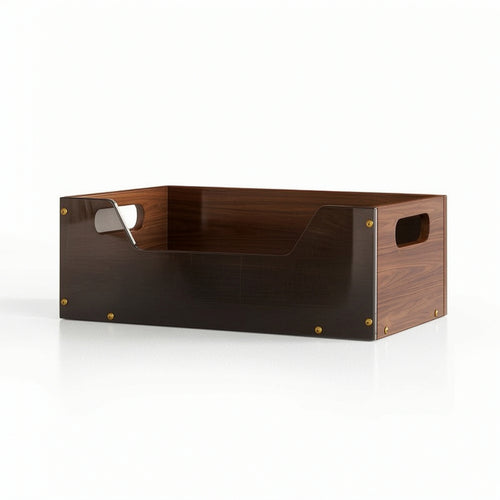Storage Bin with Handles Open-Top Container Low-Height for Vanity
