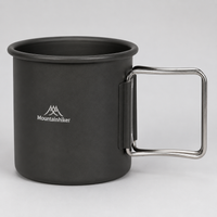 Camping Mug, Aluminum Alloy, 300ml, Direct Fire Compatible, Foldable Handle, Lightweight, Outdoor, Hiking, For Coffee, Soup