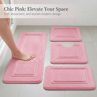 Coral Fleece Embossed Memory Foam Bath Mat Set Non-Slip Absorbent Bathroom Rugs