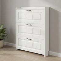 Tip-out Footwear Storage Unit Thin Design Shoe Storage Cabinet Space-Saving for Hallway, Small Areas