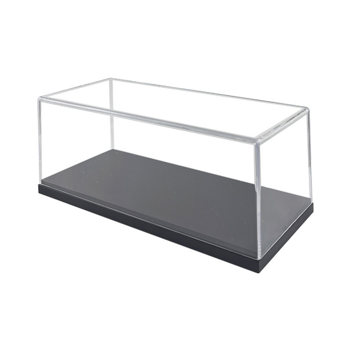 Acrylic Display Case Clear Box Case with Wood Base Rectangular Acrylic Showcase with Wood Base for Desk