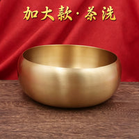 黄铜茶洗办公室茶道茶具纯铜摆件会销礼品批发金属工艺品铜器摆饰