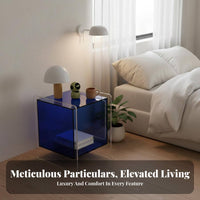 two-levelTier Transparent Cabinet Modern and aesthetic Bedside Table Rounded Corners