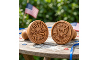 2 Pieces Easy to Use Cookie Stamp with Wooden Handle Versatile Cookie Stamp with Handle Comfortable Baking Dough Press Sturdy for Parties
