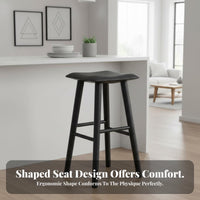 Backless Wooden High Stool Anti-Scratch Foot Pads Wooden Saddle Seat Stool