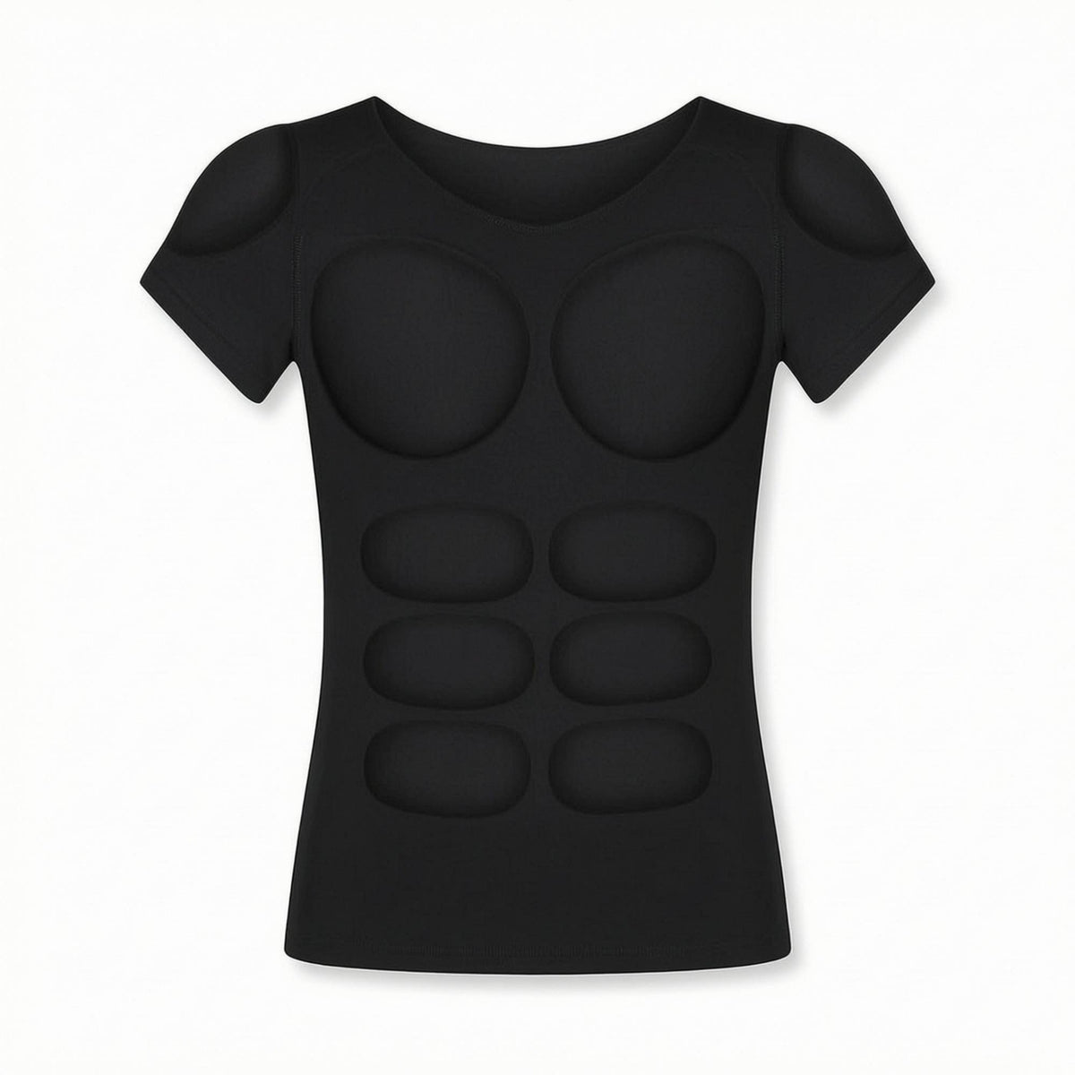 V-Neck Cosplay Shirt with Muscle Chest Short-Sleeve Fake Muscle T-Shirt Fitted Costume Top Seamless-Looking for Men, Cosplayers, Stage Performances