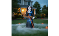 Outdoor Grim Reaper with Bladed Implement Giant Inflatable Grim Reaper Spooky Scary for Yard, Lawn, Halloween Party, Haunted House