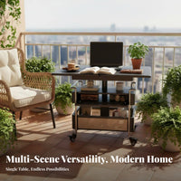 dual-level Bar Trolley Rattan Accent Side Table Foldable Design Vintage design for Homeowners, Bedroom