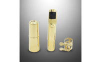 Gold Finish Tenor Sax Mouthpiece Set Easy to Install Tenor Sax Mouthpiece Fast Reactivity Music Instrument Accessory Bright Sound for Beginners, Practice, Performance