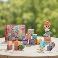 Tactile Soft Building Block Set Textured Baby Blocks with Mesh Bag Easy to Grasp Stacking Blocks Long-Lasting for Playroom