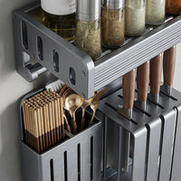 【Aluminium Construction】 This storage rack is crafted from premium aluminium with an oxidised finish, offering exceptional heat-resistant and wear-resistant properties that withstand daily use without marks.
【Interchangeable Accessory System】 The modular