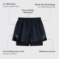 Running Shorts Womens 2 in 1 with Phone Pocket for Gym, Quick Dry Moisture Wicking Ice Silk Material, Anti-Exposure Liner for