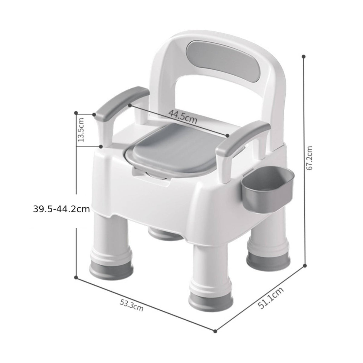 Bedside Commode Chair Non Slip Feet Adult Toilet Chair Adjustable Height Bedside Commode for Women, Indoor