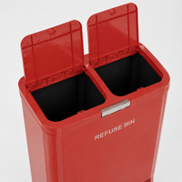Lidded Trash Can, Slim, 12L, With Wheels, Resin-made, Double Lid Type, Under Kitchen Counter, Sorting Compatible