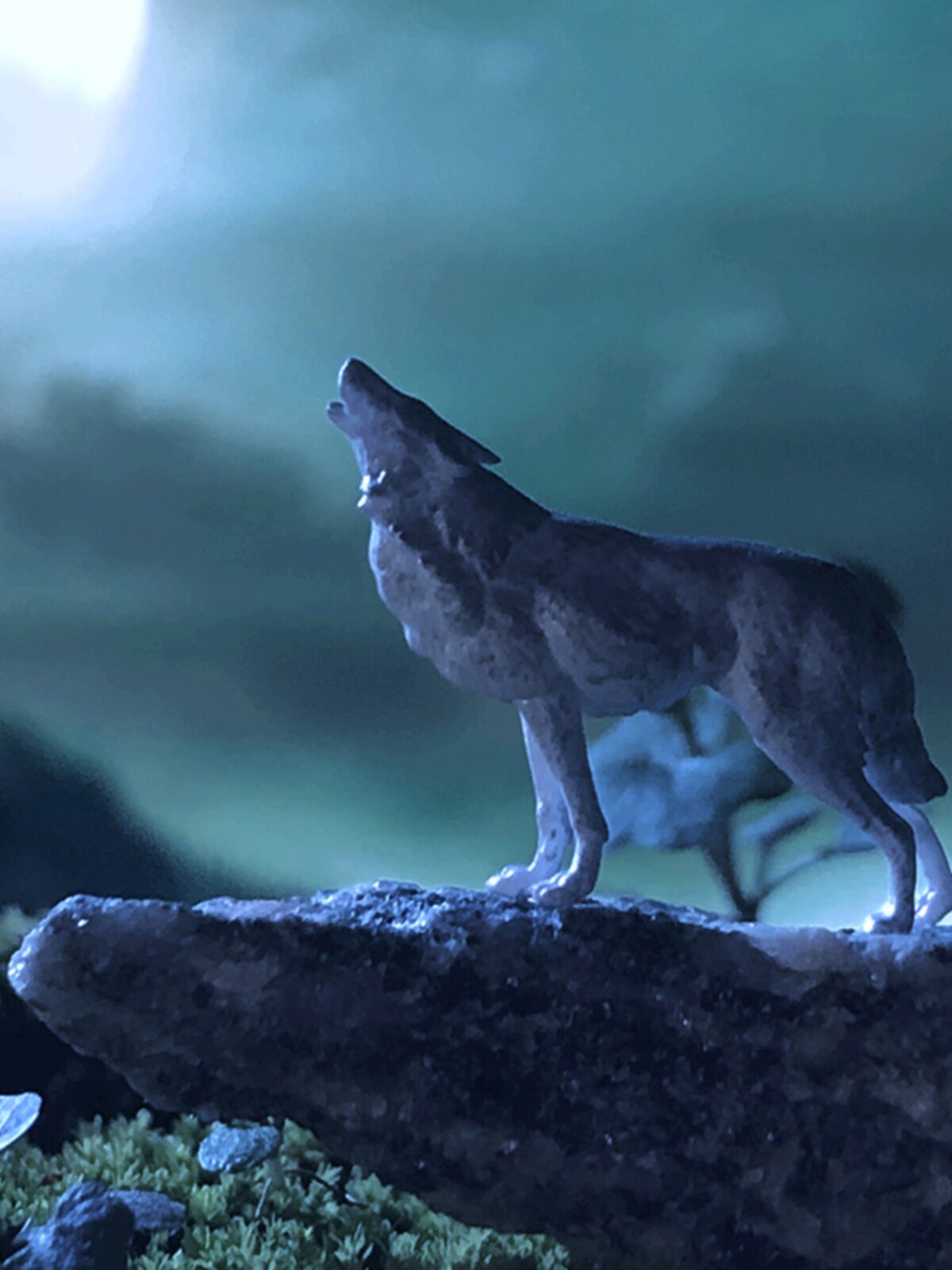 Miniature Wolf Figurine for Terrarium Landscape - 3D Printed Resin Decor