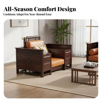 Wooden Frame Sofa with Drawers New Chinese design Lounge Seating hardwood Wood Construction Household Furniture for Homeowners, partners, Living Room, Home